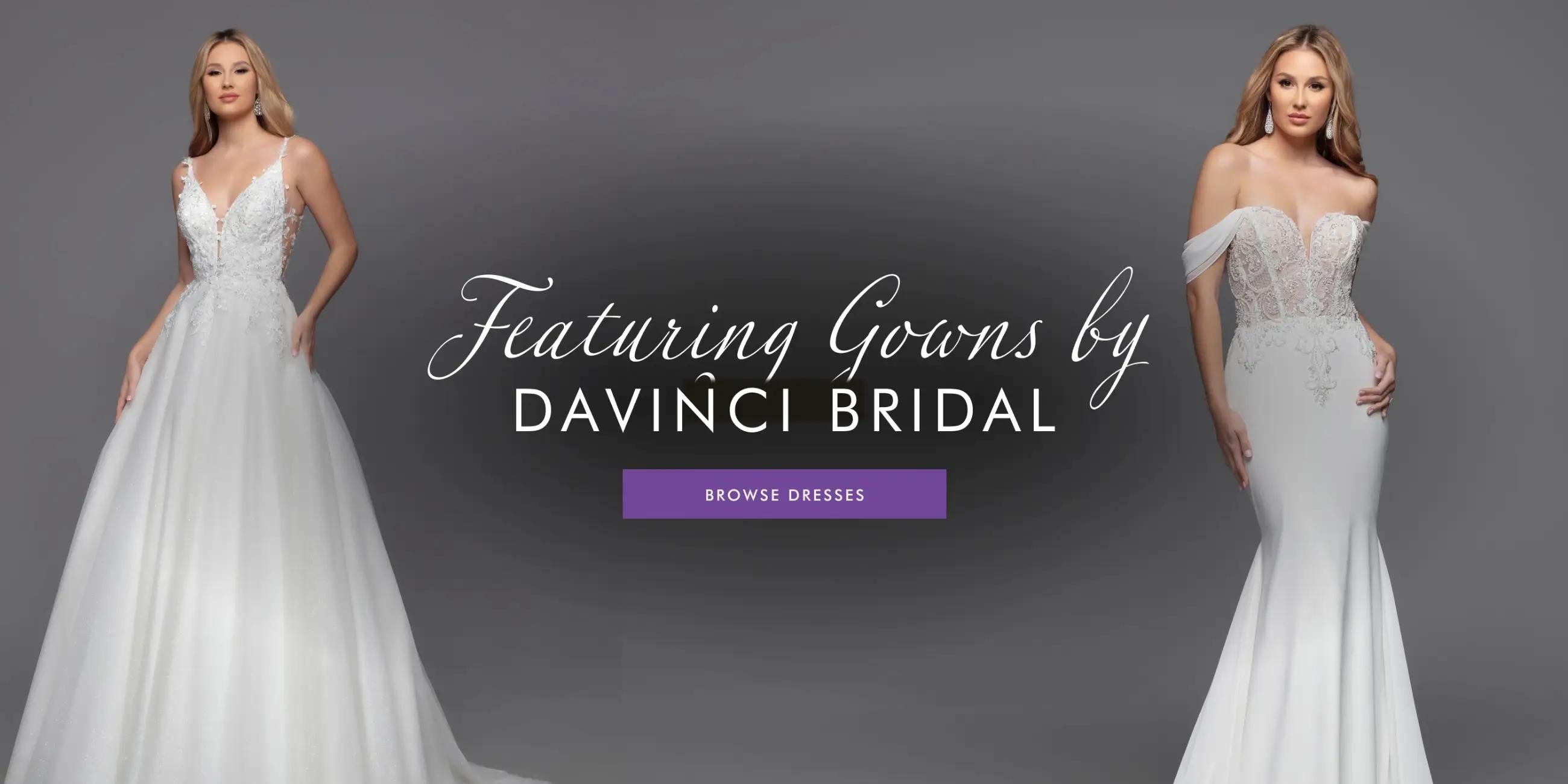 Desktop banner featuring Davinci Bridal dresses